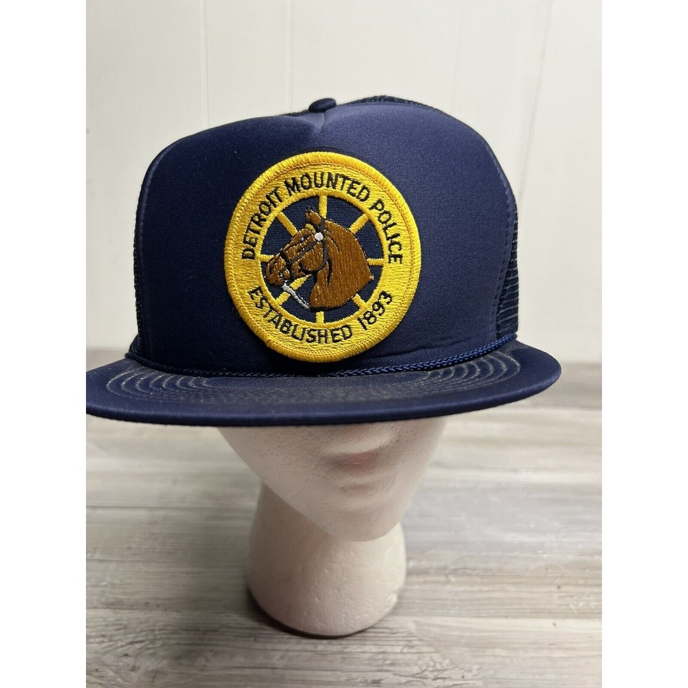 Vintage Detroit Mounted Police Snapback Mesh Hat